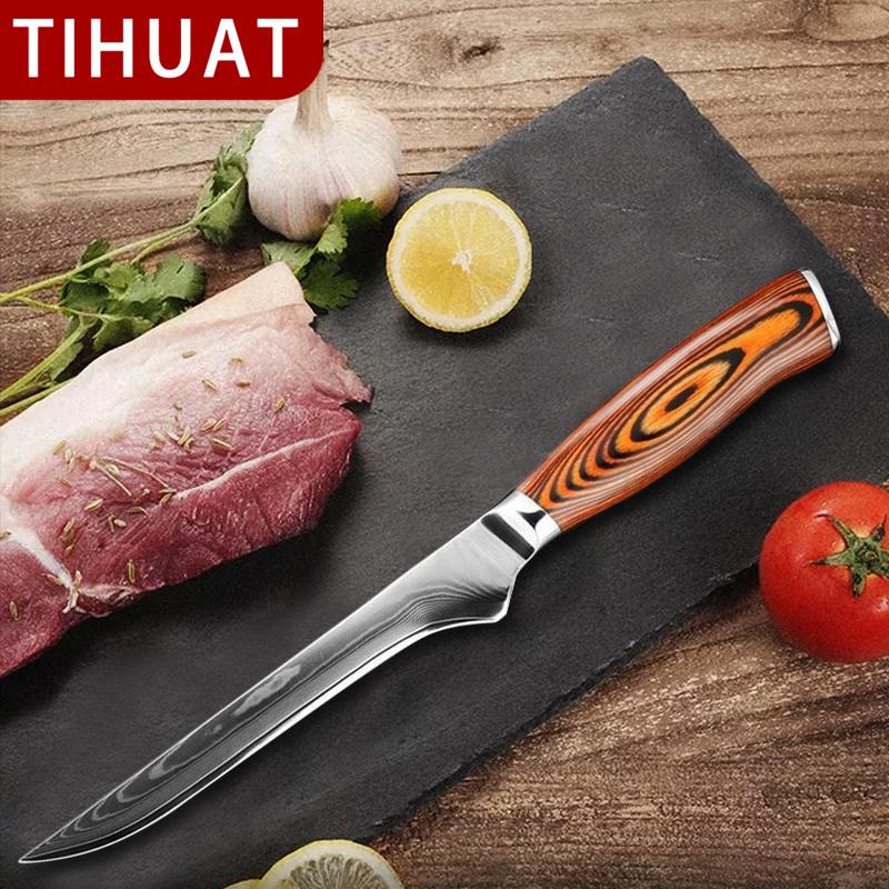 

TIHUAT 6-дюймовый нож для обвалки Нож из дамасской стали для мясника Кухонный нож