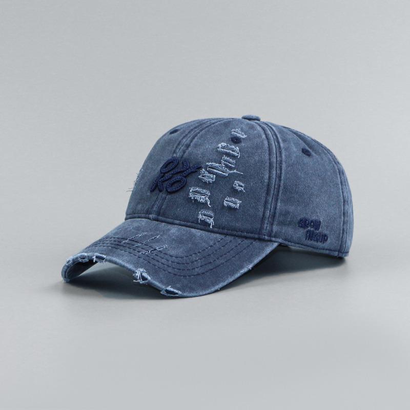 Retro ripped baseball cap women's spring and summer cowboy hat versatile big head circumference showing face small hat tide