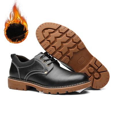 Winterschuhe Herren Echtleder Brogues Büro Mode Marke Herrenschuhe Rindsleder Warmes Plüsch Rutschfest Dicke Sohle D245
