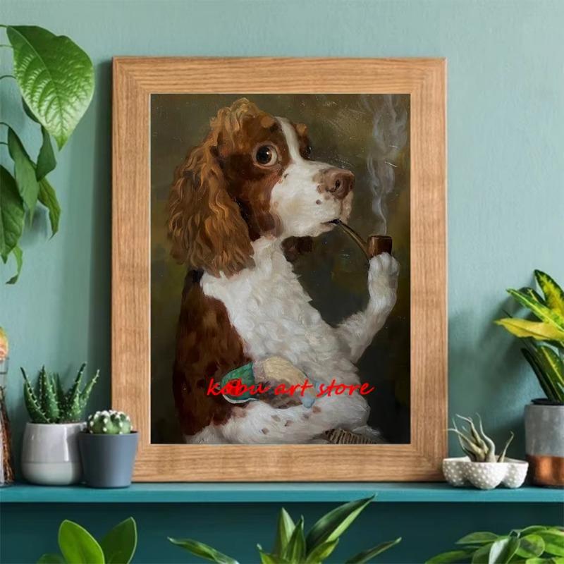 Vintage Funny Puppy Eating Donut Art Poster Print Cute Amusing Kitten Eating Snacks Canvas Painting Living Room Wall Home Decor