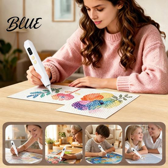 Rhinestone Art Pen Electric with Light Wireless Rechargeable Vaccum Pen Tool 2 Suction Levels Faux Diamond for Adults Beginners Ergonomic