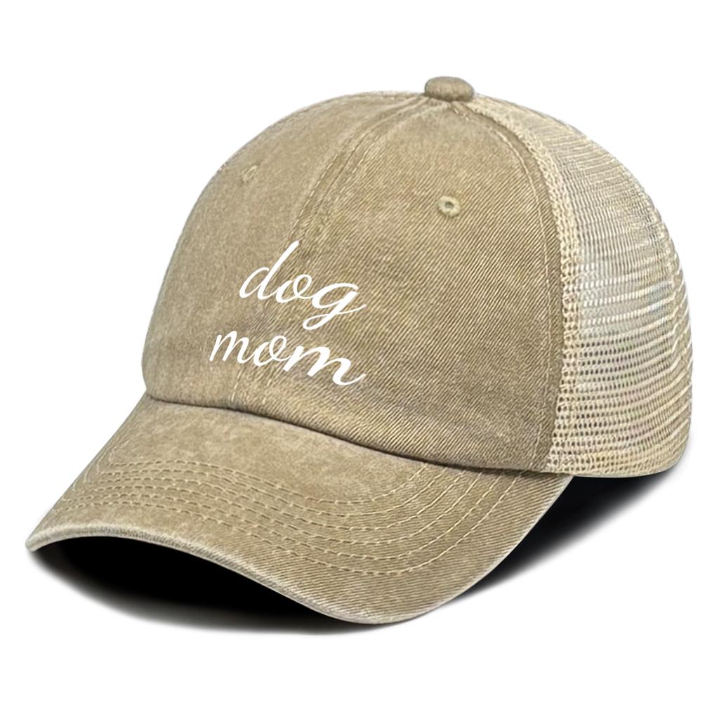 White Dog Mom Printed Trucker Hat Adjustable Sporting Trendy Fashion Mesh Cap For Gifts Outdoor Cycling Tennis Activities Wear