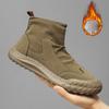 Vinter konstpälsfodrade sneakers med hög topp för män utomhus, halkfria konstläder Korta stövlar Plyschfodrade skor Vandring Ankelstövlar Snöskor för män
