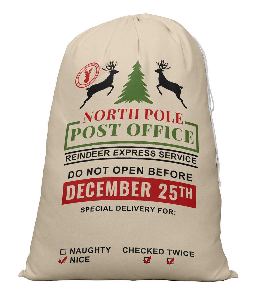 Printtoo Pack Of 2 Pcs Xmas Presents Storage Bags Large Santa Gift Sack With Drawstring Christmas Party Favor 27x20 Inch
