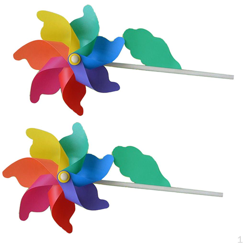 

2-Pack Rainbow Pinwheels - Wood Colorful Wind for Your Yard And Garden, 75cm