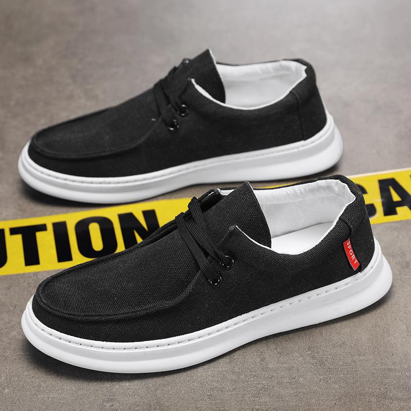 

2025 літо нове чоловіче взуття дихаюче Оксфордська тканина робоче взуття лінивий вітер м яка підошва онлайн парусинове взуття для роботи 44 чорний