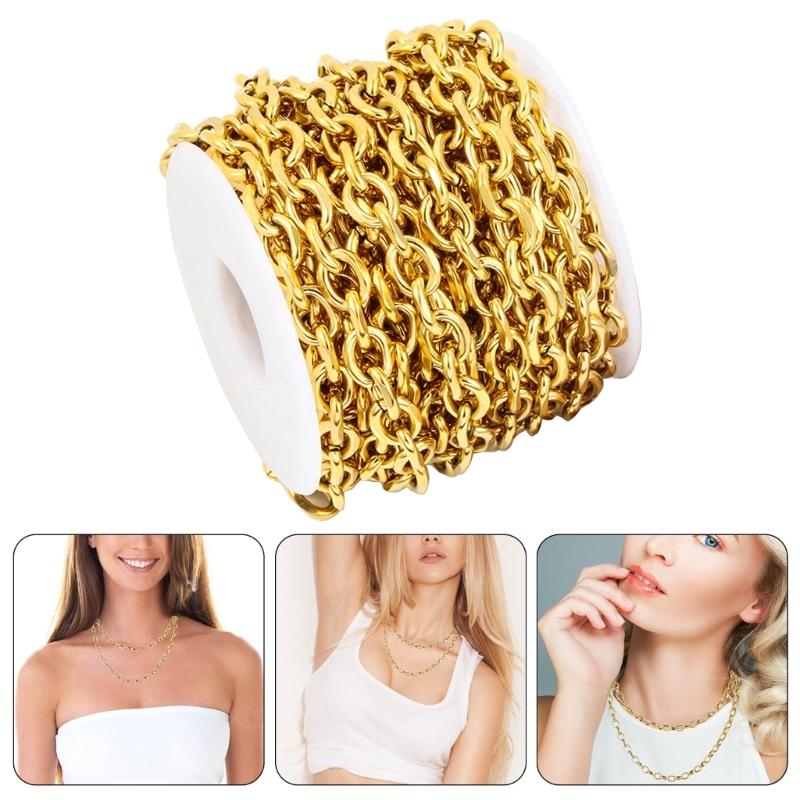 Versatile Stainless Steel Rolo Chain Bulk Jewelry Making Components for Men and Women Necklace Creations Supplies