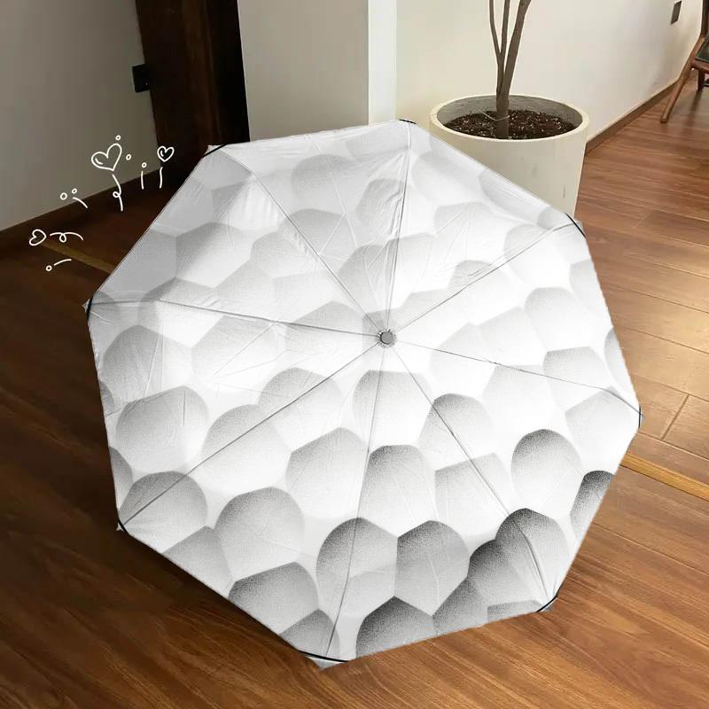 1pc Golf Ball Texture Automatic Folding Umbrella, Heavy Duty 8 Rib Iron Frame, Suitable for Travel, Daily Use, Birthday, Decor Gift 99