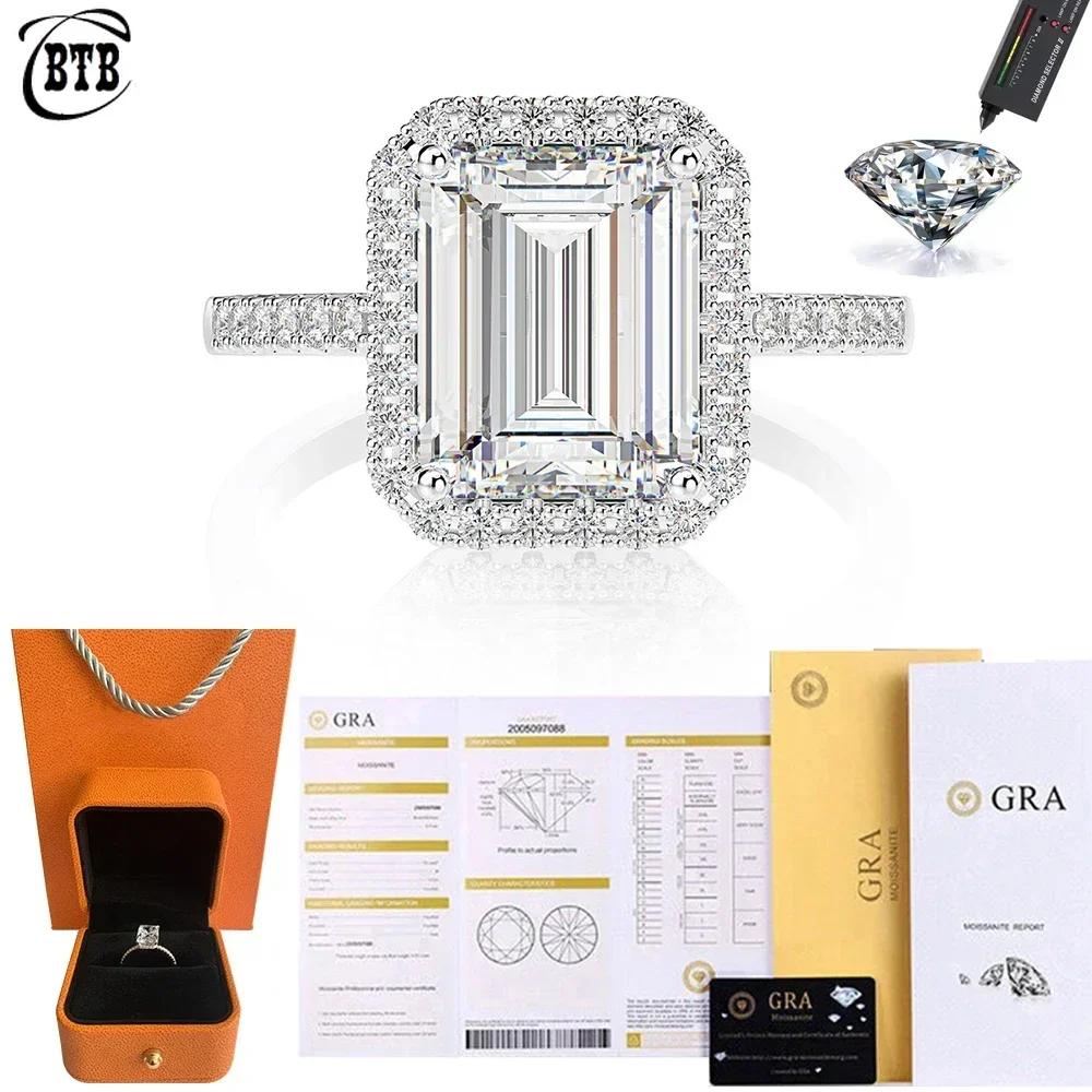 Cbtb Rectangular Moissanite Ring 925 Silver Engagement Quality Goods Jewelry
