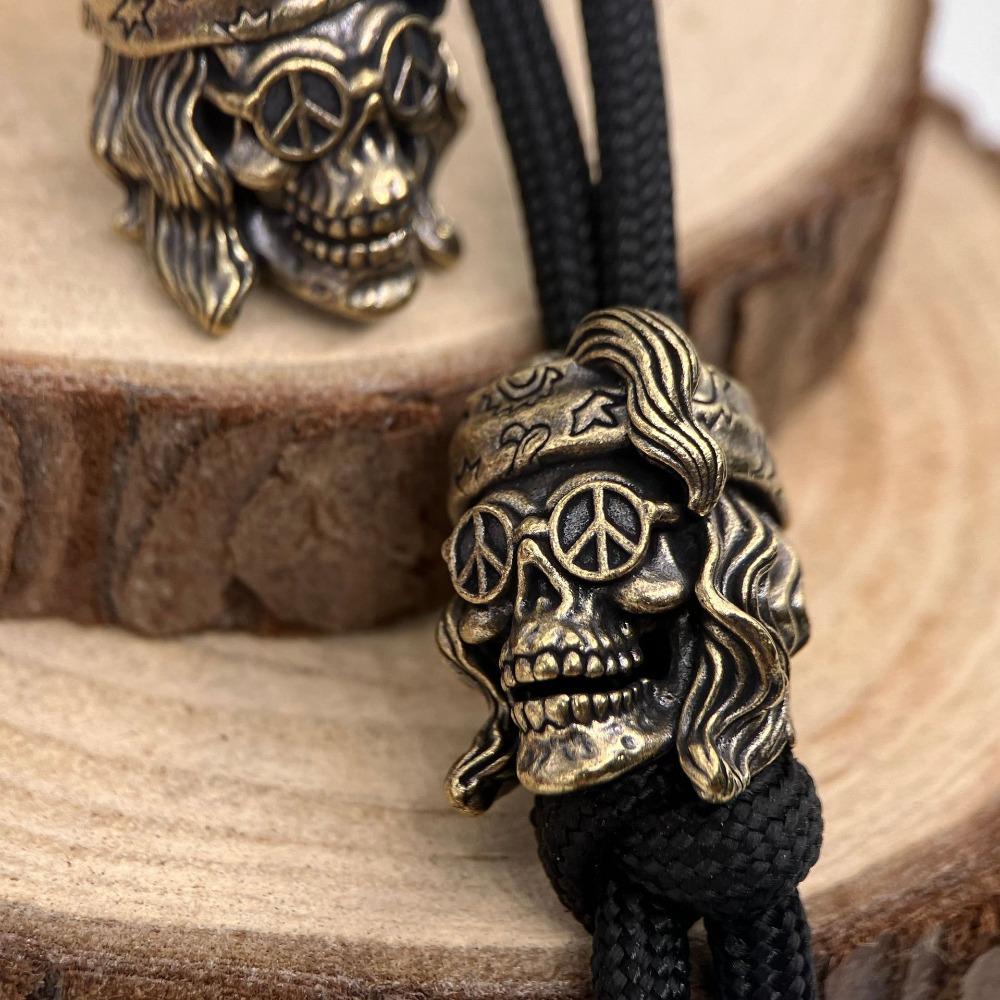 Punk Skull Brass Knife Beads EDC Outdoor DIY Bracelets Accessories Umbrella Rope Woven Lanyard Pendants