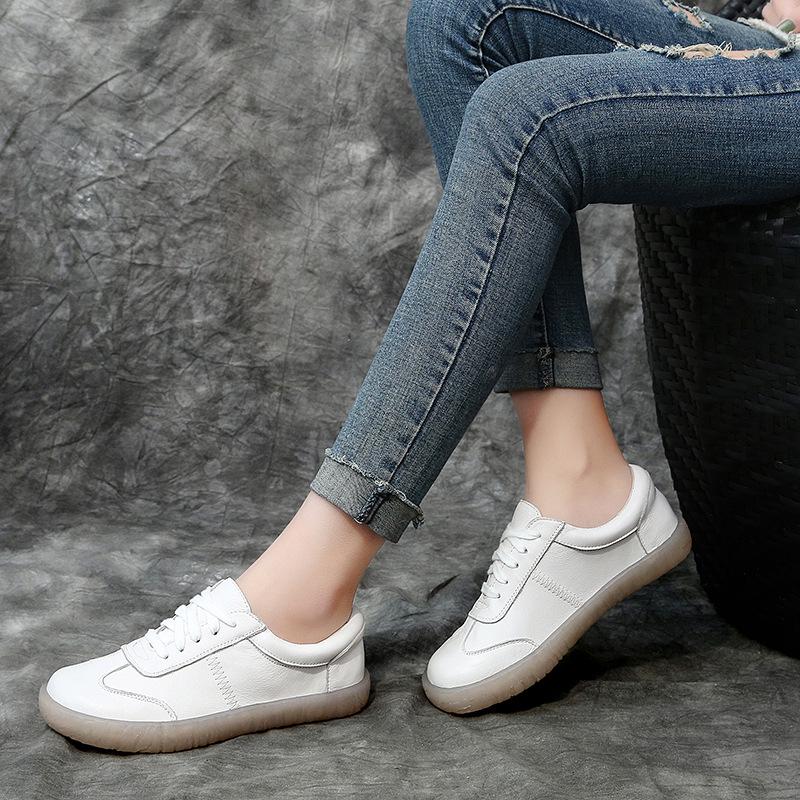 2025 Spring/Summer Genuine Leather Non-Slip Women's Soft Sole Shoes for Moms, Mori Girls, and Pregnant Women - Versatile Handmade Design.