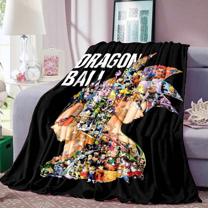 Dragon Ball Anime Tryckt Filt Varm Bekväm Flanellfilt för Sovrum, Soffor, Sängar, Stolar, Picknicks, Resor-LXR16