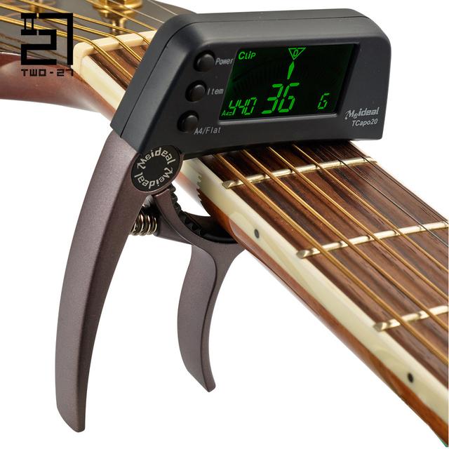 2-IN-1 Capo for Acoustic Guitar with Auto Tuner Instrument Quick Change Clip Lock On Folk Electric Guitar Bass Ukulele Chromatic