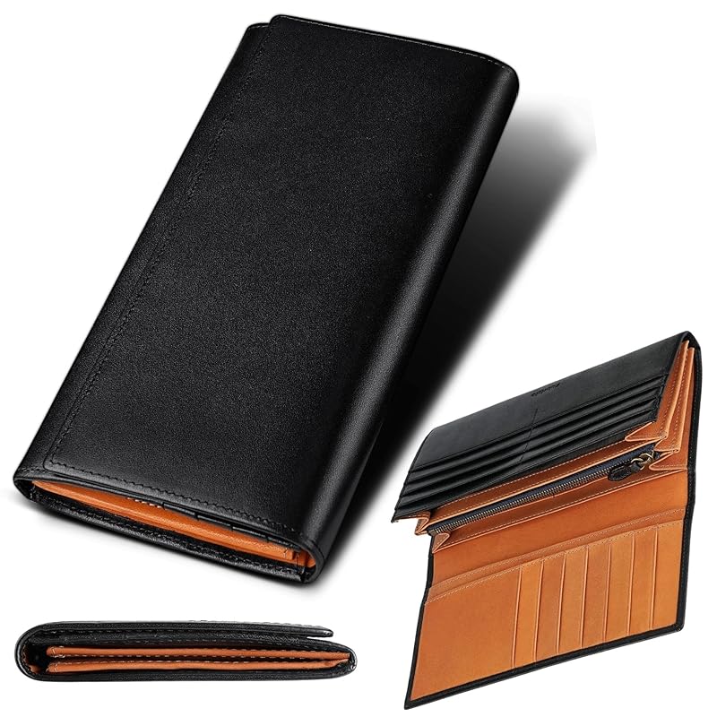 

[Fabrizio] wallet men s ladies long wallet bifold With gusset coin purse thin large capacity 21 cards easy to use italian leather Made by top leather