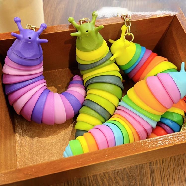 Colorful Caterpillars Plastic Keychain Creative and Cartoon Animal Bag Pendant