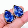 Natural Dichroic Glass Gemstone Brass Jewelry Earring 0.91" AE-12945