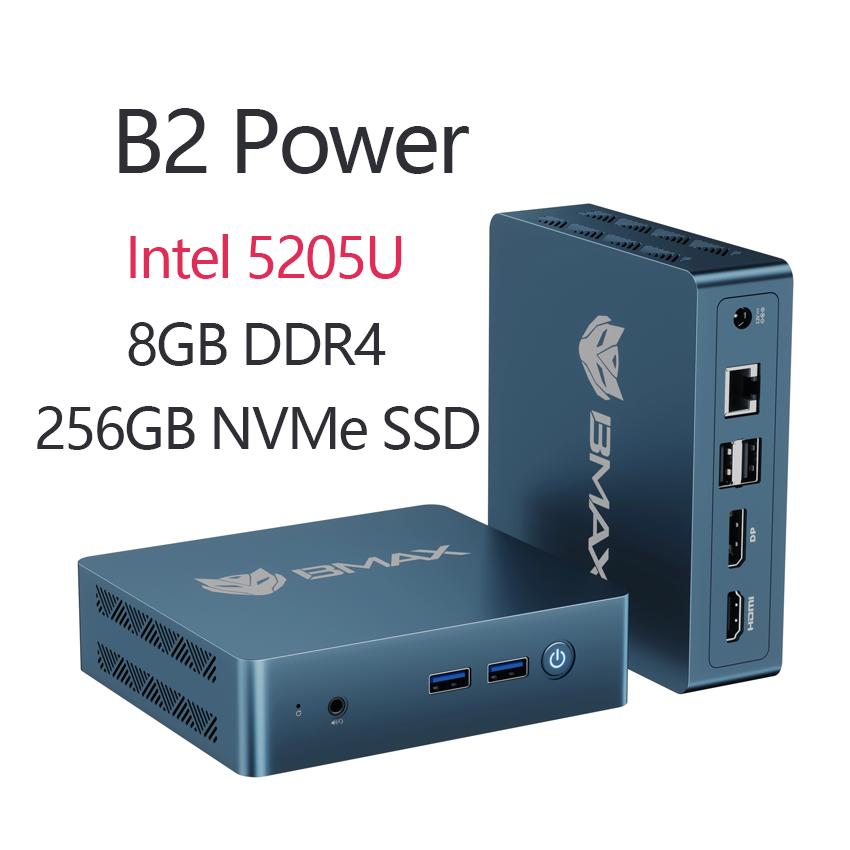 

BMAX Mini PC B2 Power Mni Computer Intel 5205U Processor 8GB DDR4 256GB M.2 NVMe SSD Micro Desktop Computer Support 4K@60Hz HD