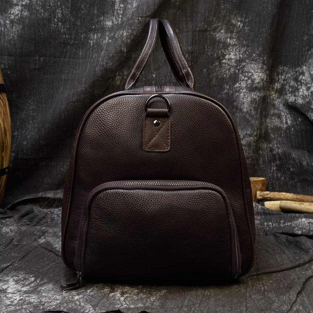 Echtes Leder Boston Bag für Große Reisetasche für 2 Nächte oder 3 Golfschuhboden Schulter Schule Heimkehr Business 55cm Herren, Kapazität, Tage, Tasche,