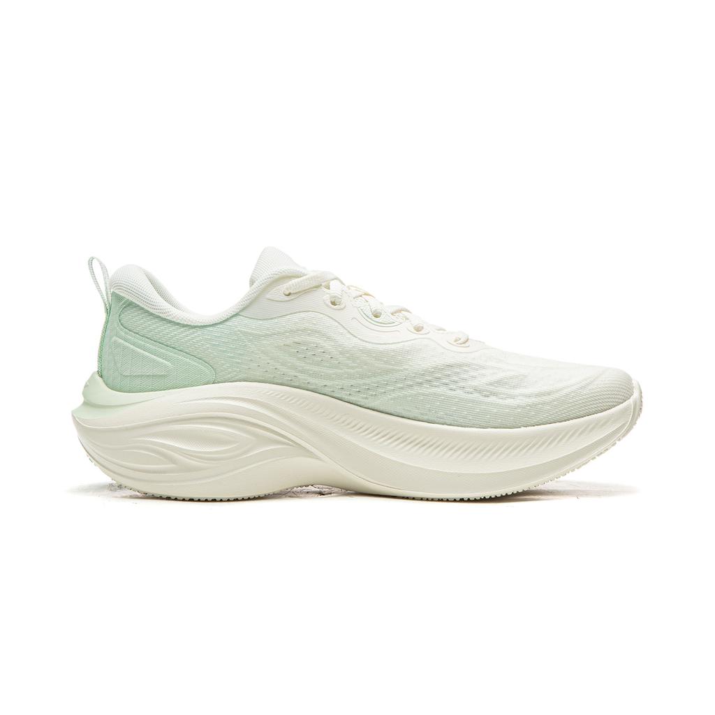 Li Ning Ling Bo V3 Dicke Sohle Höhensteigernd Vielseitig Weich Rückprall Laufschuhe Damen Sneaker Weiß Grün ARSW112-4