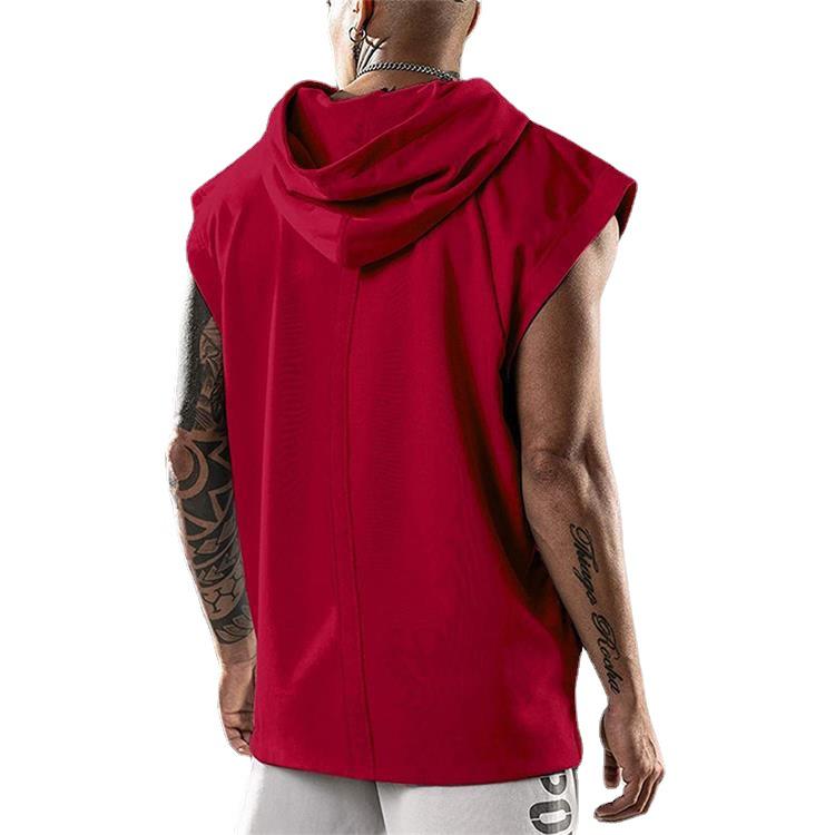 Men's Sleeveless Hooded Sports Vest - Casual European & American Style, Plus Size, Loose Fit