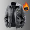 Spring and Autumn New Men's Leather Jacket Lapel Three-dimensional Pocket Fashion Trendy Men's Clothing Casual Versatile Trendy Brand Leather Jacket