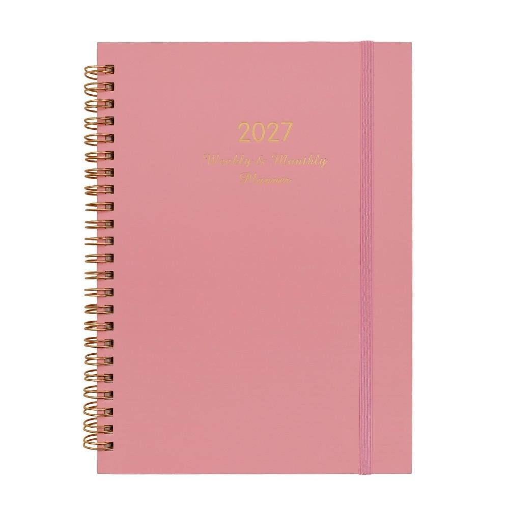 Paper Made 1117 Weekly Planner Solid Color Twin Wire Binding Floral Spiral Notebook Flexible Cover Tab Divided A1 Agenda Book