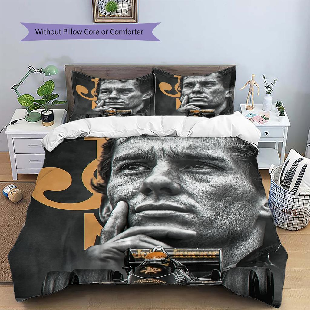 Pościel z wzorem Ayrtona Senny Dekoracja domu Prezent urodzinowy i świąteczny (1 * poszwa na kołdrę + 2 * poszewki na poduszki, bez rdzenia)