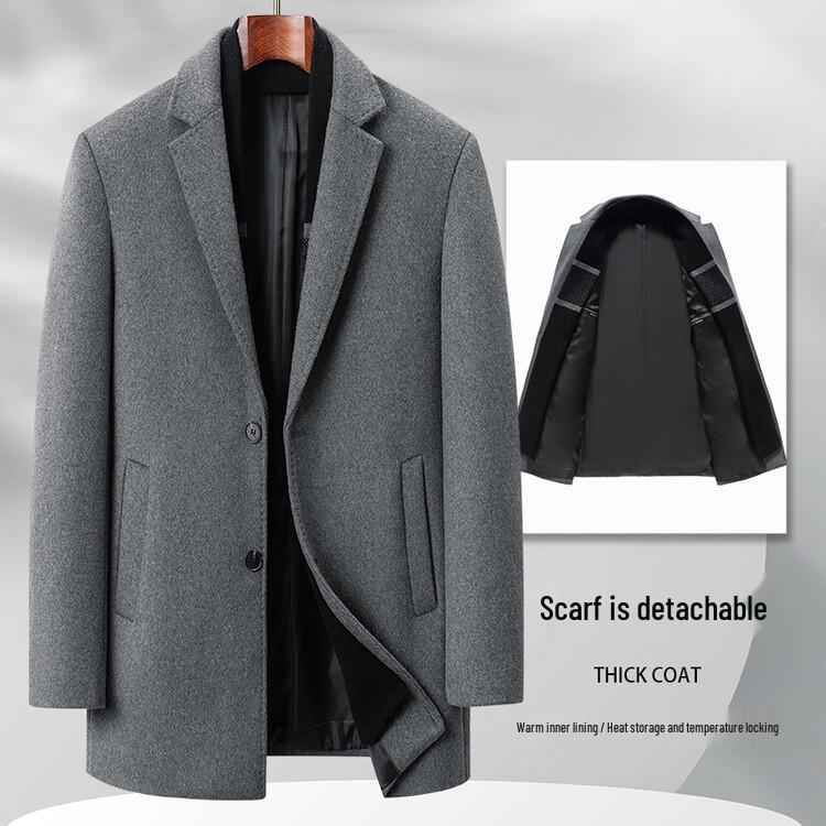 Men's Korean Style Mid-Length Wool Coat - Double-Sided, Thick, Suit Collar, Autumn/Winter Fashion.
