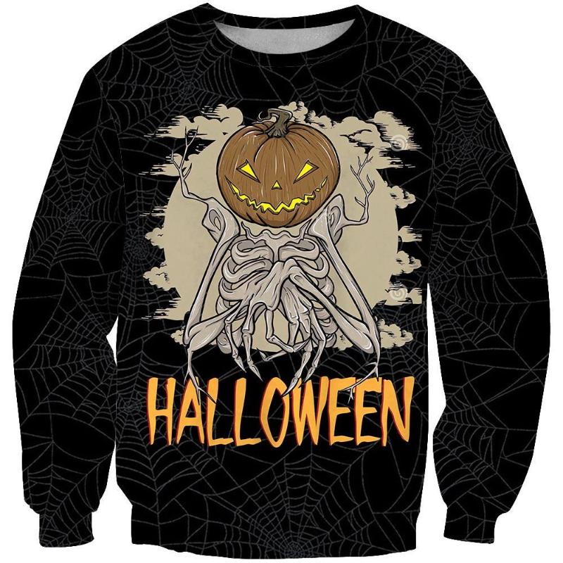 New Autumn Halloween Digital Printed Tops Fashionable Versatile Round Neck Sweatshirt Trendy
