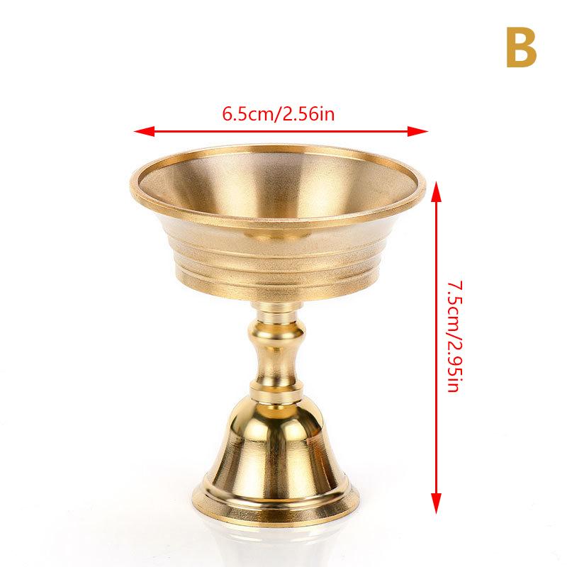 1Pc Candle Holders Copper Butter Lamp Holder Long Lamp Candlestick Put Candle Copper Cup Home Decor B