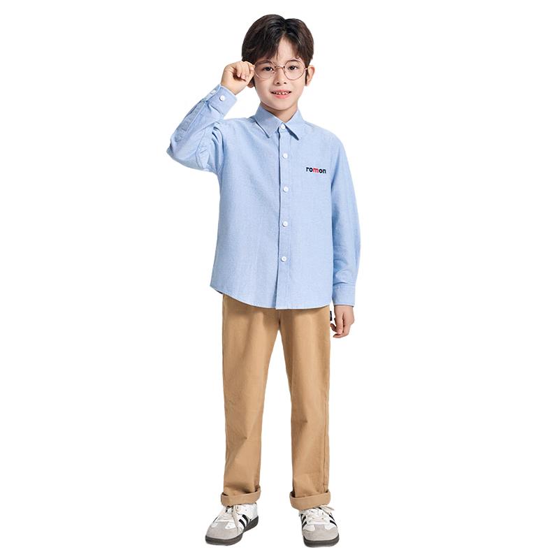 ROMON Boys  College Style Embroidered Long Sleeve Shirt 120