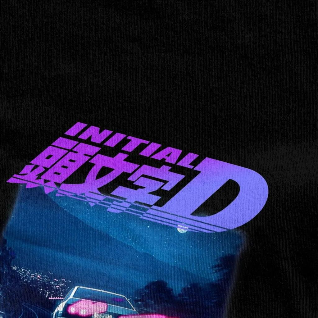 Initial D Neon AE86 Accessories Shirt for Unisex Women Takumi Fujiwara Tofu Store Pure Cotton T Shirt Short Sleeve Printed Clothing
