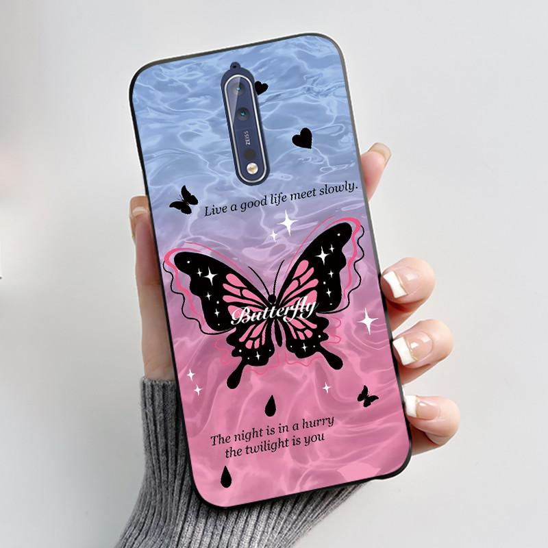 Custodia Per Nokia 8 / Nokia 8 Sirocco Custodia per Telefono Estetica Moda Gatto Carino Nero Opaco Morbido TPU Silicone Copertura Protettiva Paraurti
