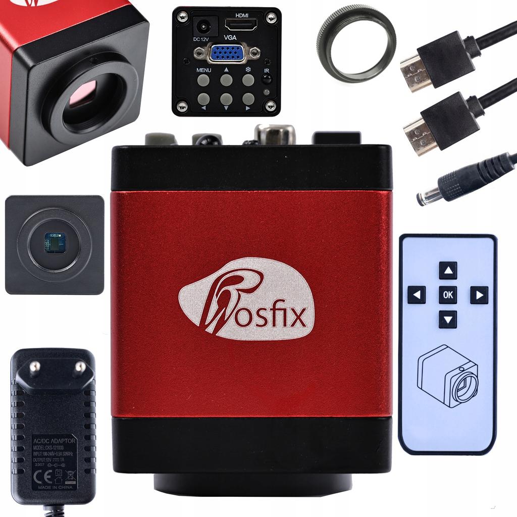 Rosfix Zestaw Mikroskopowy Draco RED PRO 4w1 – Kamera 2MP FullHD | Obiektyw 100x | Oświetlacz 56xLED Z Regulacją Jasności