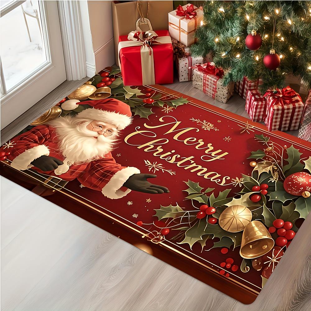 1Pcs Anti Fatigue Kitchen Rugs Christmas Santa ClausWaterproof Non-Slip Thick Cushioned Kitchen Mat Heavy Duty Comfort Standing Mat for Kitchen