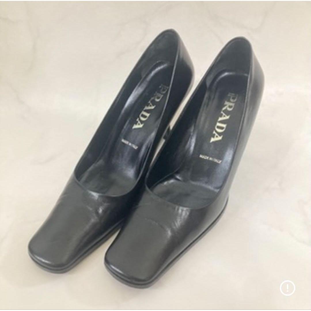 Used Beautiful item PRADA Prada pumps black 36 23cm leather square toe