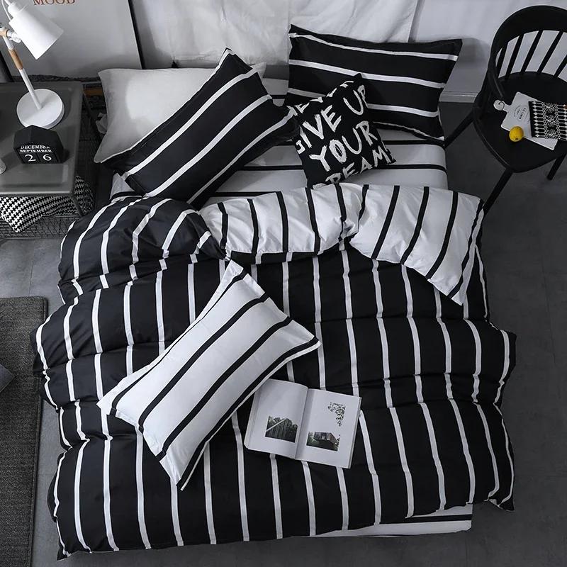 Bohon Paisley Duvet Cover Set Black White Print 3pcs Bedding Sets Luxury Pillow Case Queen and King Size Cotton Bedding Sets