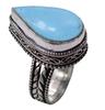 Turquoise Natural Gemstone Antique Silver Plated Ring US Size-7" R 408