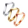 Women's Gold V-Shape Cubic Zirconia Stainless Steel Ring R-665
