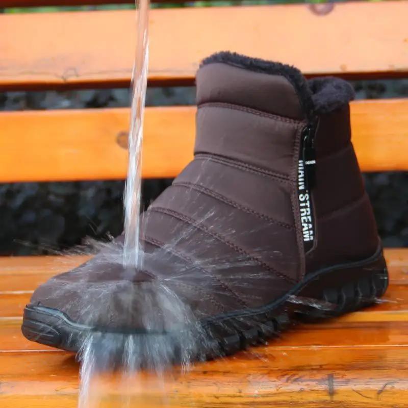 Winter Men's Snow Boots Double Zippered Waterproof Shoes Rain Boots Plush Fishing Winter Warm Boots Men's Boot