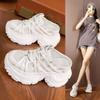 Thick-soled Dad Shoes Girl 2025 Summer New Breathable Mesh Cool Slippers Inner Height Increase Bag Head Wear Half Slippers