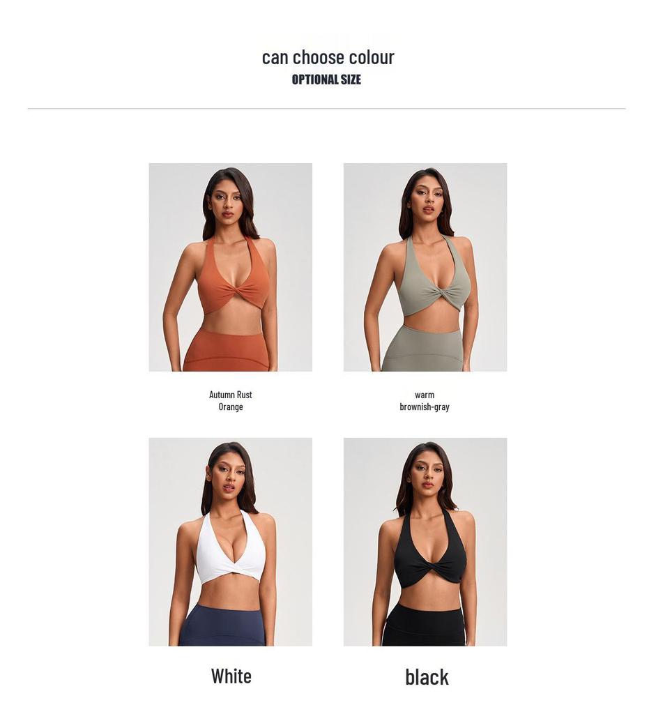 European & American V-neck Halter Backless Wire-free Sports Bra YG-1005