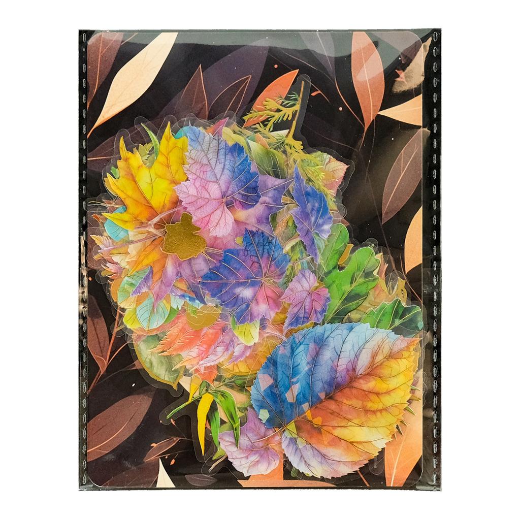 30 PET Leaves Three-dimensional Gold-plated Laser Stickers Ins Wind Plant Leaves Hand Tent Decoration Guka Waterproof