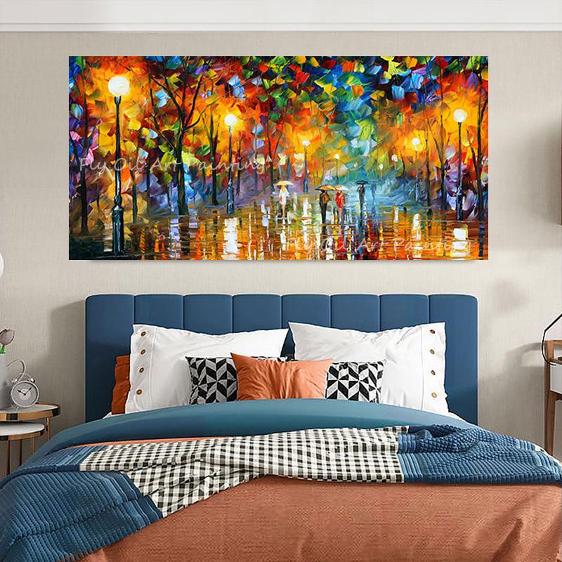 100% Hand Painted Knife Street High Quality Landscape Artwork Decoration Oil Painting On Canvas Wall Art No Frame Picture Decor