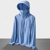 Ice Silk UV Protection Sunscreen Hooded Jacket for Men Women Long Sleeve Outdoor Coat with Zipper Closure
