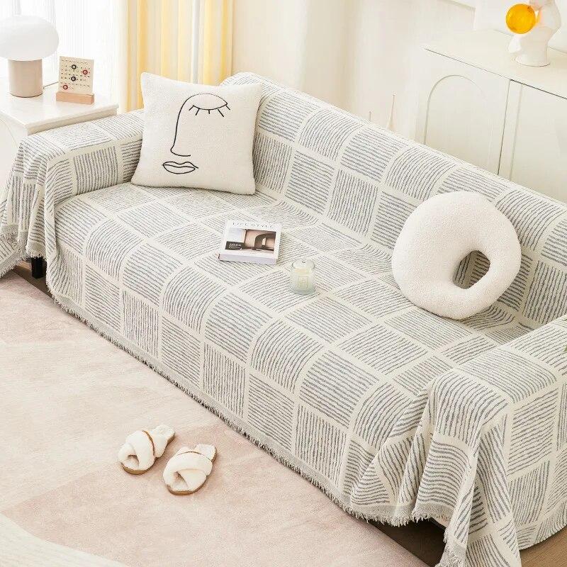 

INS чехол для дивана синель в полоску цельный тип одеяло для дивана современное украшение для гостиной полотенце универсальный чехол для дивана 1/2/3/4 сиденья 180x130cm1pcs