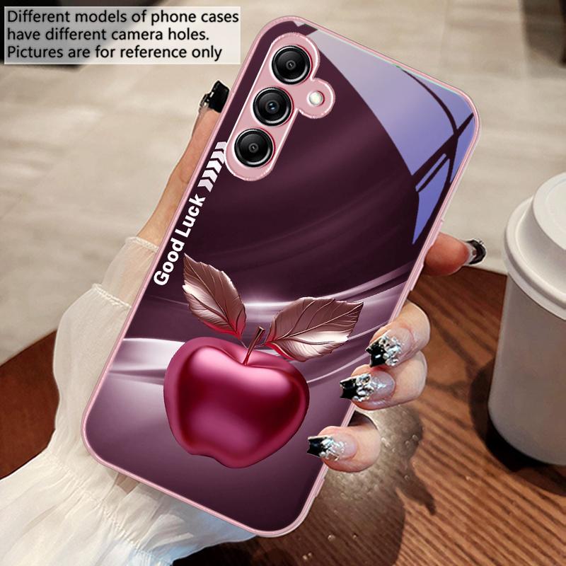 Einfache Schwarze Glücklicher Apfel Für Samsung A 73 72 71 70 56 55 54 53 52 51 50 42 35 34 33 32 31 26 25 24 23 22 30 20 Glas Handyhülle