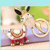 Cute Rhinestone Donkey Keychain Metal Keyring Charming Bag Accessory For Women