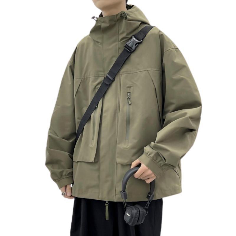 Jacket Men's Autumn and Winter Japanese Outdoor Travel Loose Army Green American Functional Wind Tooling Hooded Jacket