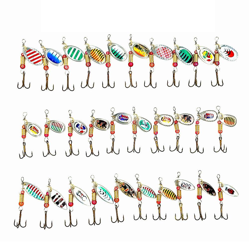 30 Pcs Iron Plate Lure Various Size Weight Colors Vivid Bright Colorful Stickers Metal Fishing Bait